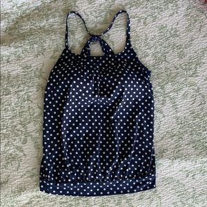 Lands End tankini blouson swim top polka dots Sz 6